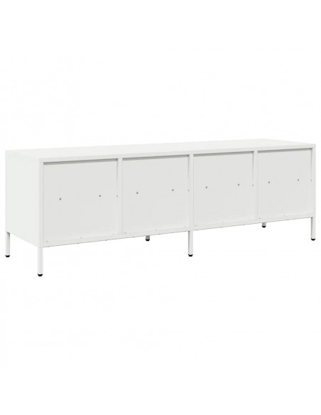 Mobile TV Bianco 135x39x43,5 cm in Acciaio Laminato a Freddo
