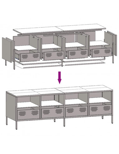 Mobile TV Bianco 135x39x43,5 cm in Acciaio Laminato a Freddo