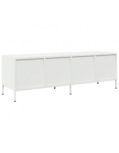 Mobile TV Bianco 135x39x43,5 cm in Acciaio Laminato a Freddo