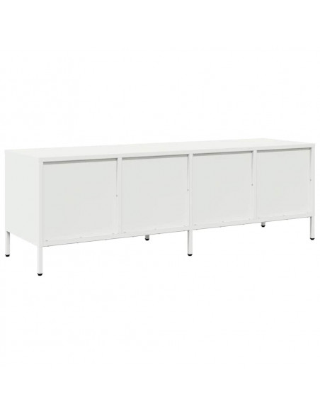 Mobile TV Bianco 135x39x43,5 cm in Acciaio Laminato a Freddo