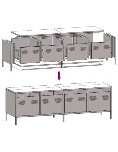 Mobile TV Bianco 135x39x43,5 cm in Acciaio Laminato a Freddo