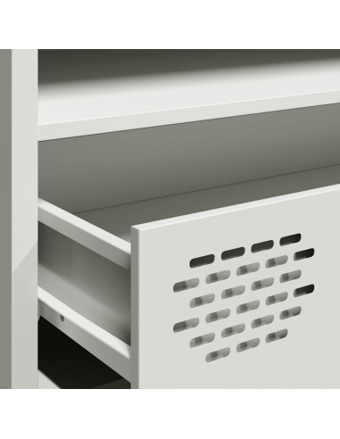 Mobile TV Bianco 202x39x43,5 cm in Acciaio Laminato a Freddo