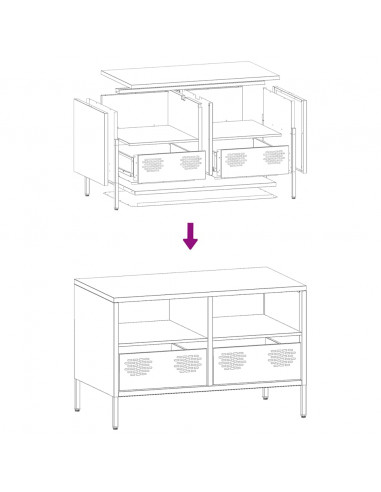 Mobile TV Bianco 68x39x43,5 cm in Acciaio Laminato a Freddo