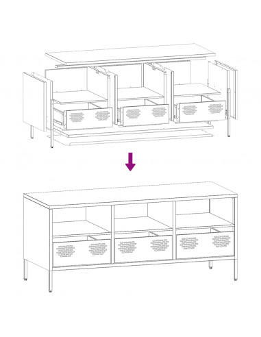Mobile TV Rosa 101,5x39x43,5 cm in Acciaio Laminato a Freddo