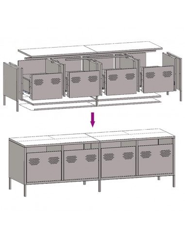 Mobile TV Rosa 135x39x43,5 cm in Acciaio Laminato a Freddo