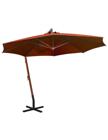 Ombrellone a Sbalzo Terracotta 3,5x2,9 m Palo in Abete Massello