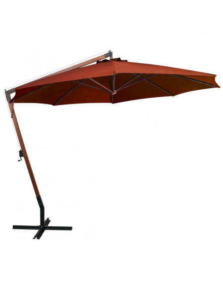 Ombrellone a Sbalzo Terracotta 3,5x2,9 m Palo in Abete Massello