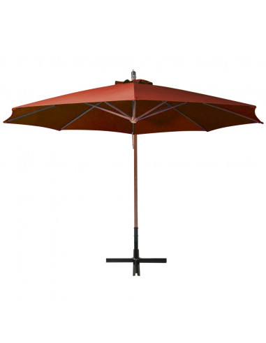 Ombrellone a Sbalzo Terracotta 3,5x2,9 m Palo in Abete Massello