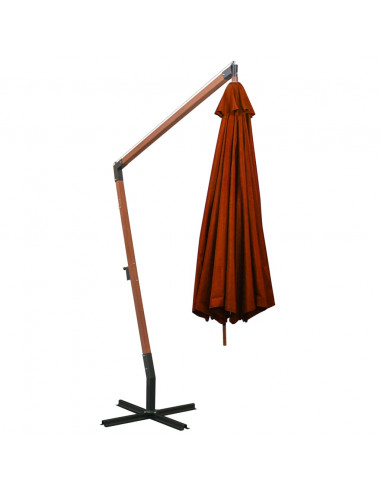 Ombrellone a Sbalzo Terracotta 3,5x2,9 m Palo in Abete Massello