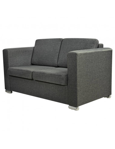 Divano a 2 Posti in Tessuto Grigio Scuro