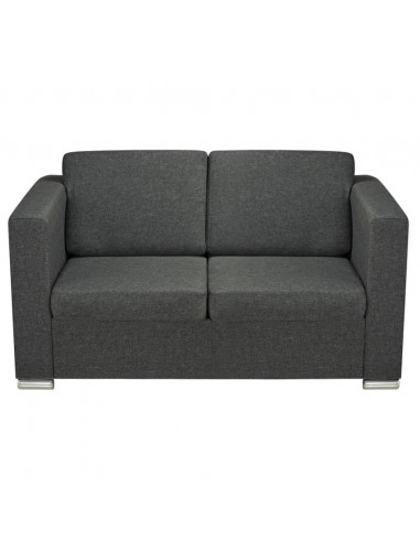 Divano a 2 Posti in Tessuto Grigio Scuro