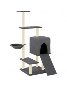 Albero per Gatti con Tiragraffi in Sisal Grigio Scuro 130,5 cm 2