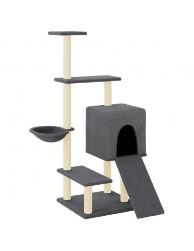 Albero per Gatti con Tiragraffi in Sisal Grigio Scuro 130,5 cm