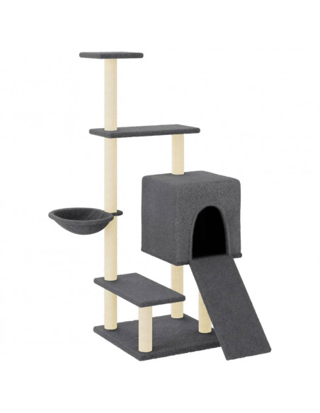 Albero per Gatti con Tiragraffi in Sisal Grigio Scuro 130,5 cm