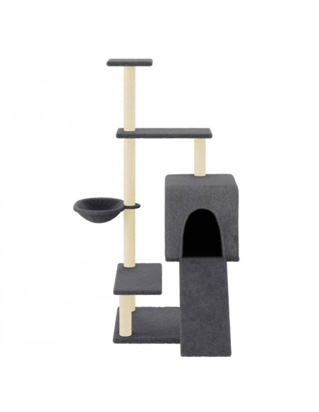Albero per Gatti con Tiragraffi in Sisal Grigio Scuro 130,5 cm