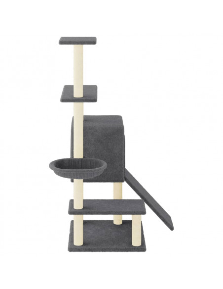 Albero per Gatti con Tiragraffi in Sisal Grigio Scuro 130,5 cm