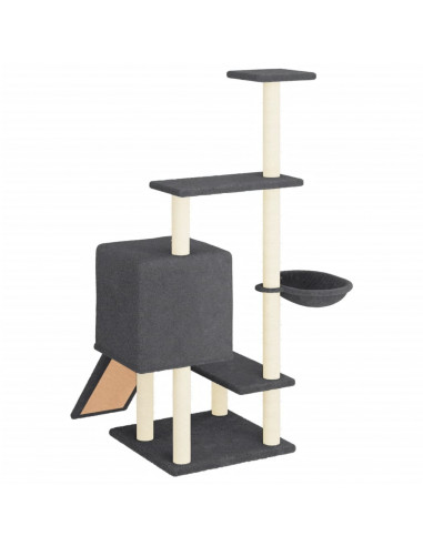 Albero per Gatti con Tiragraffi in Sisal Grigio Scuro 130,5 cm
