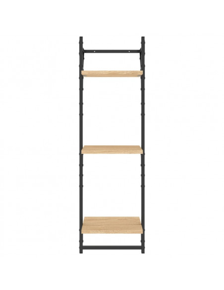 Mensole a Muro con Aste 3 Livelli 2pz Rovere Sonoma 30x25x100cm