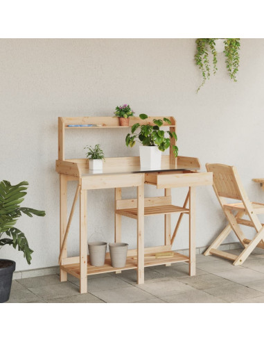 Panca porta Vasi con Ripiani in Legno Massello di Abete