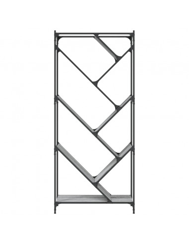 Libreria Grigio Sonoma 79x30x180cm Legno Multistrato e Metallo