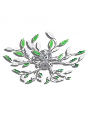 Lampada da Soffitto Verde e Bianco in Cristalli Acrilici 5 E14