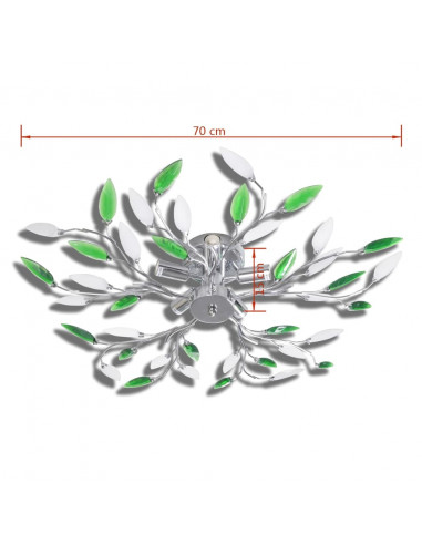 Lampada da Soffitto Verde e Bianco in Cristalli Acrilici 5 E14