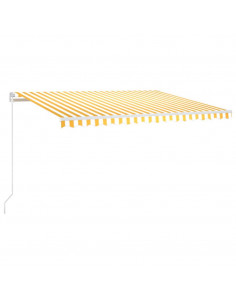 Tenda da Sole Retrattile Manuale e LED 400x300cm Gialla Bianca 2