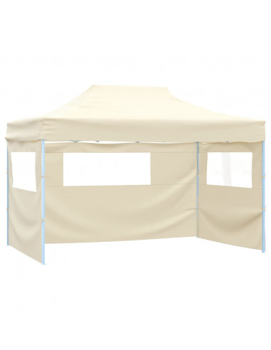 Tenda Pieghevole Pop-Up 4 Pareti Laterali 3x4,5 m Bianco Crema