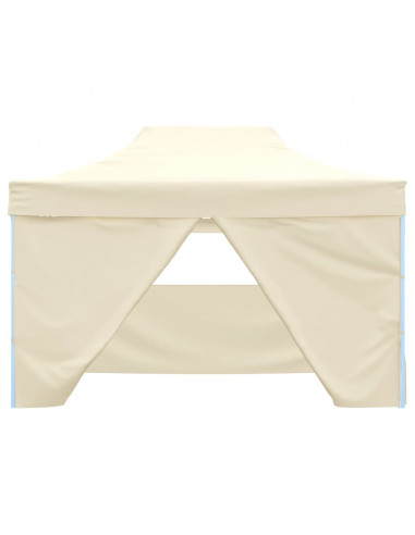 Tenda Pieghevole Pop-Up 4 Pareti Laterali 3x4,5 m Bianco Crema