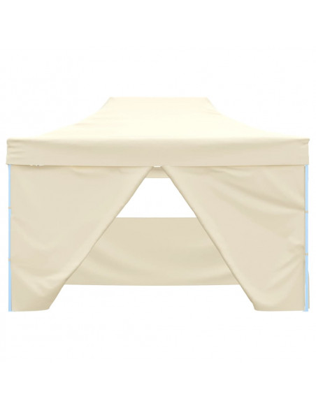 Tenda Pieghevole Pop-Up 4 Pareti Laterali 3x4,5 m Bianco Crema