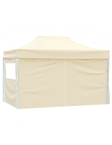 Tenda Pieghevole Pop-Up 4 Pareti Laterali 3x4,5 m Bianco Crema