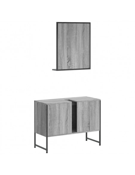 Set Mobili da Bagno 2 pz Grigio Sonoma in Legno Multistrato