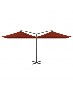 Ombrellone Doppio con Palo in Acciaio Terracotta 600x300 cm 2