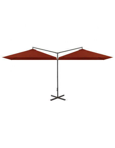 Ombrellone Doppio con Palo in Acciaio Terracotta 600x300 cm