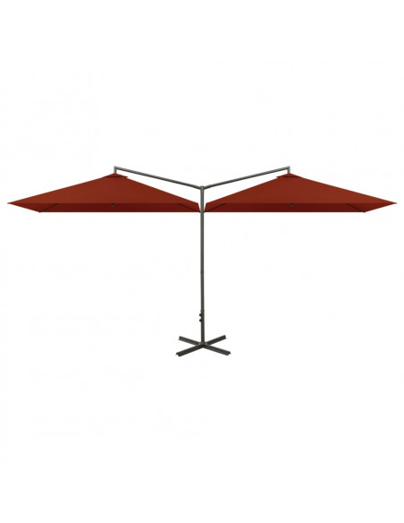 Ombrellone Doppio con Palo in Acciaio Terracotta 600x300 cm