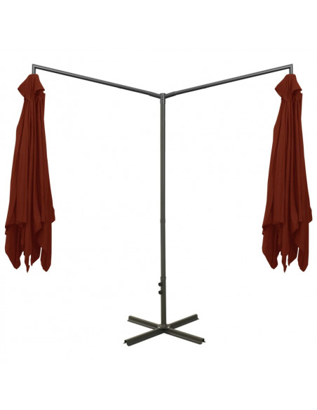 Ombrellone Doppio con Palo in Acciaio Terracotta 600x300 cm