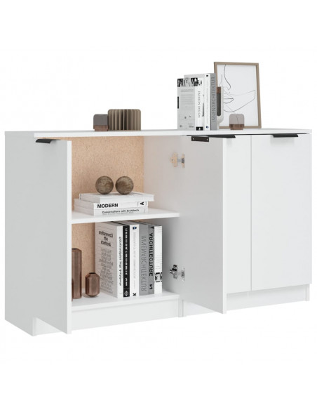Credenze 2 pz Bianche 60x30x70 cm in Legno Multistrato