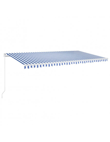 Tenda da Sole Retrattile Manuale con LED 600x350 cm Blu Bianco