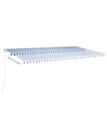 Tenda da Sole Retrattile Manuale con LED 600x350 cm Blu Bianco