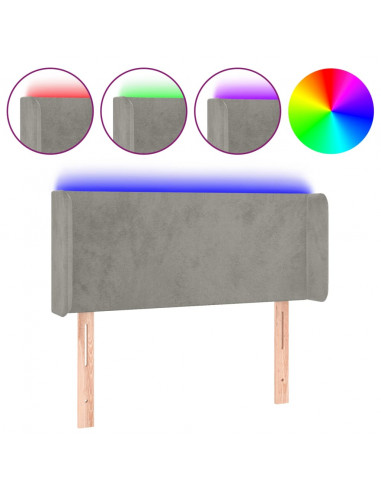 Testiera a LED Grigio Chiaro 83x16x78/88 cm in Velluto