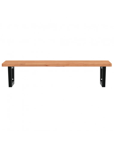 Ripiano a Parete per Lavabo in Acciaio e Massello di Faggio