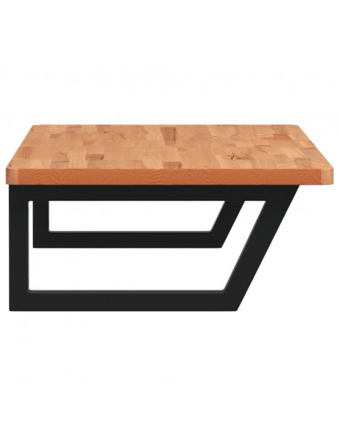 Ripiano a Parete per Lavabo in Acciaio e Massello di Faggio