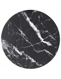 Piano per Tavolo Nero Ø40x0,8 cm Vetro Temperato Design Marmo 2