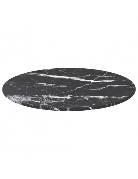 Piano per Tavolo Nero Ø40x0,8 cm Vetro Temperato Design Marmo