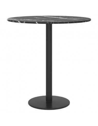Piano per Tavolo Nero Ø40x0,8 cm Vetro Temperato Design Marmo