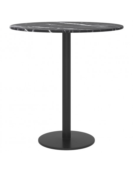 Piano per Tavolo Nero Ø40x0,8 cm Vetro Temperato Design Marmo