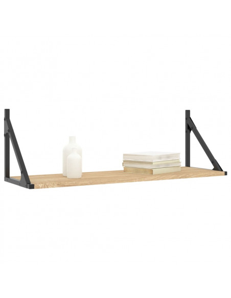 Mensole Parete 2pz Rovere Sonoma 80x25x25,5cm Legno Multistrato