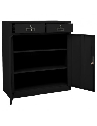 Armadio per Ufficio Nero 90x40x102 cm in Acciaio