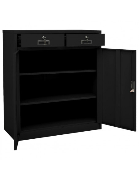 Armadio per Ufficio Nero 90x40x102 cm in Acciaio