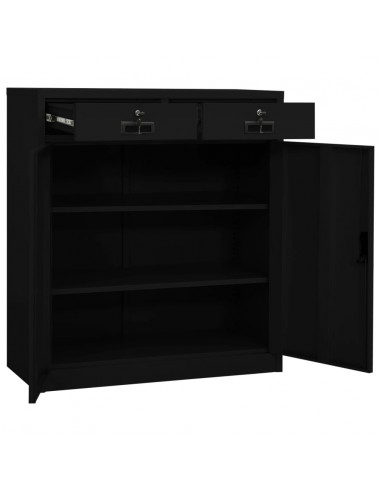 Armadio per Ufficio Nero 90x40x102 cm in Acciaio